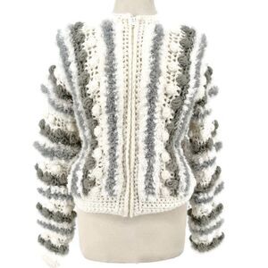 Junior Collection Mervyns Vintage 70s Knit Chunky Bauble PomPom Sweater Jacket S